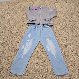 Mini Me Boutique Girls Size 4/5 Outfit, Jeans and Zip Up‎